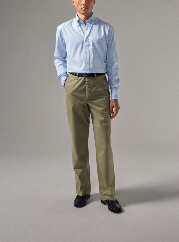 Olive Wide-Leg Chinos