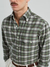 Green Blue Check Pattern Flannel Shirt