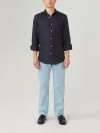 Shirt Linen Plain Blue