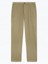 Olive Summer Canvas Chino with Pleats