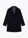 Navy Blue 3 Button Straight Wool Coat