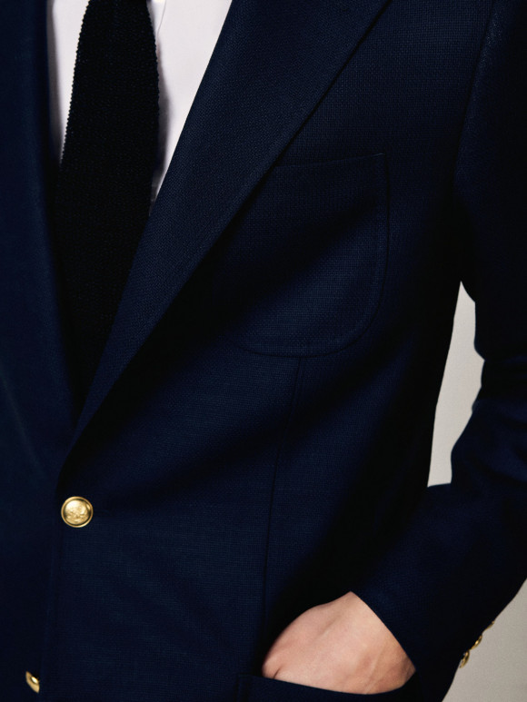 Blazer Fresco Mock Leno Navy