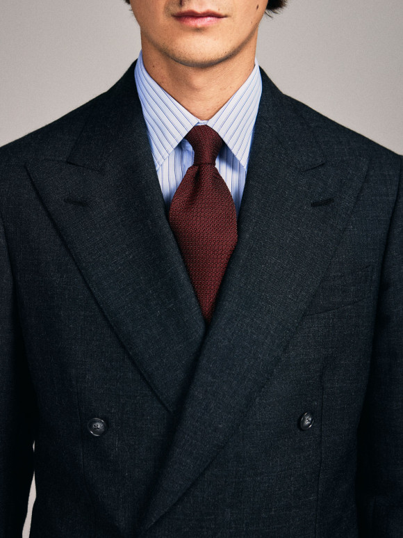 Double-Breasted Dark Grey Fresco Suit (Made in italy)
