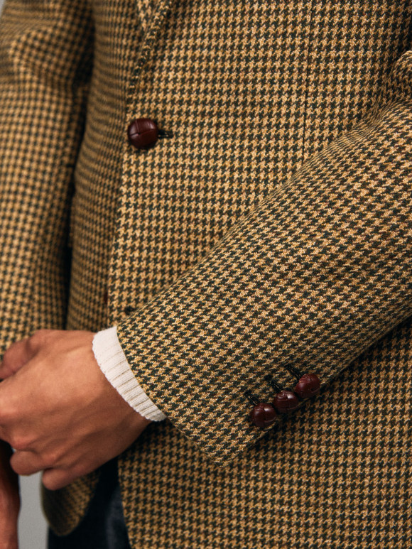 Brown and Beige Houndstooth Jacket