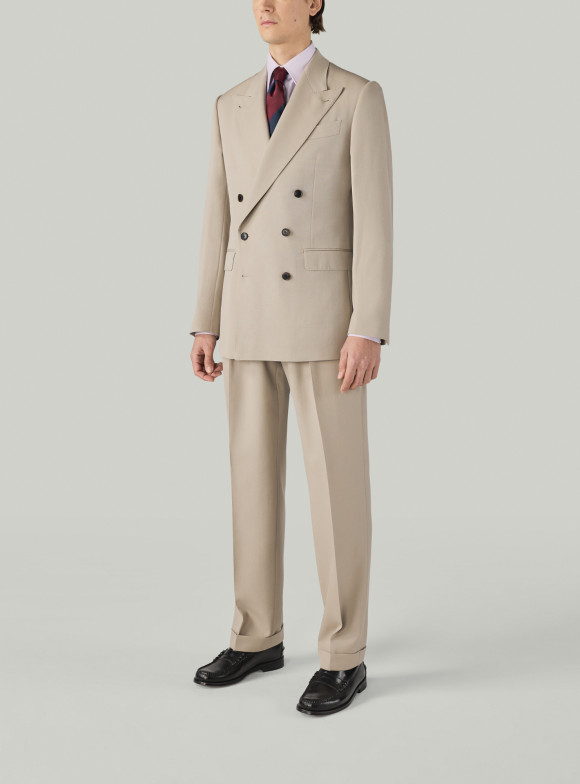 Beige Wool Gabardine Suit