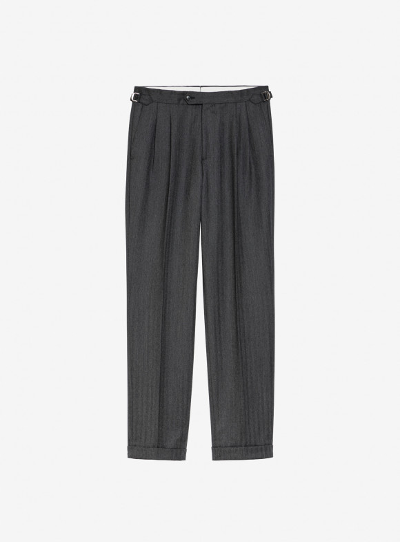 Grey Herringbone Trousers
