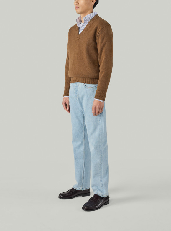 Brown Cashmere V-Neck Pullover