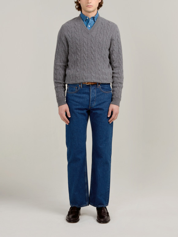 Grey V-Neck Pullover