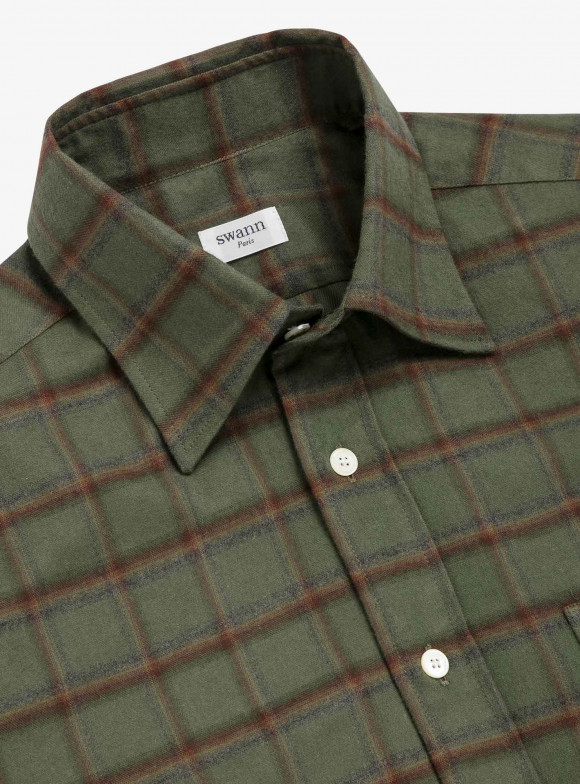 Shirt Twill Check Pattern Green
