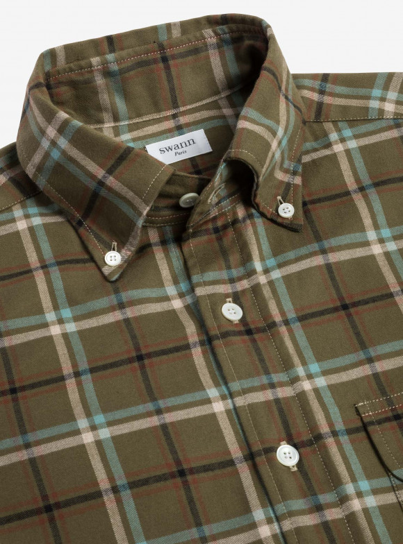 Shirt Twill Check Pattern Green