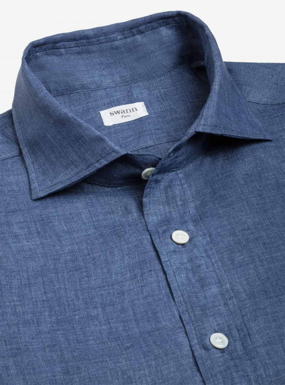 Shirt Linen Plain Blue