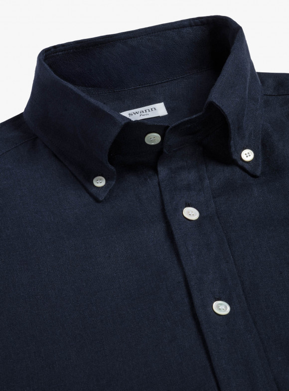 Shirt Linen Plain Blue