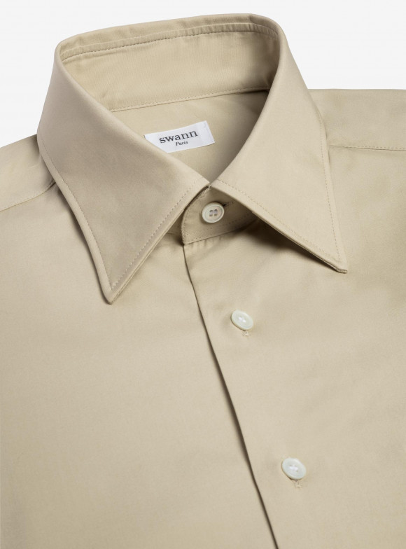 Shirt Poplin Plain Beige