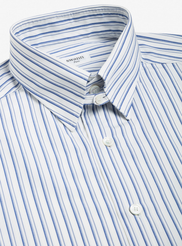 Shirt Poplin Stripes Blue