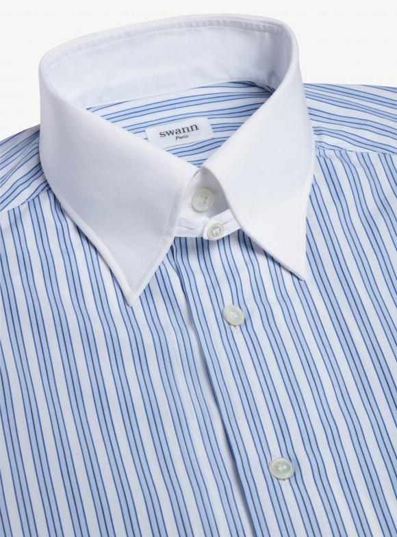 Shirt Poplin Stripes Blue