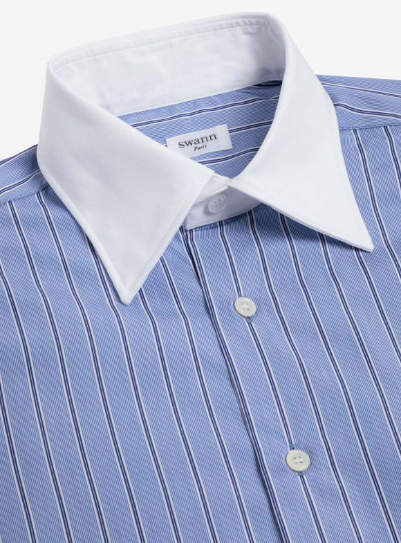 Shirt Poplin Stripes Blue