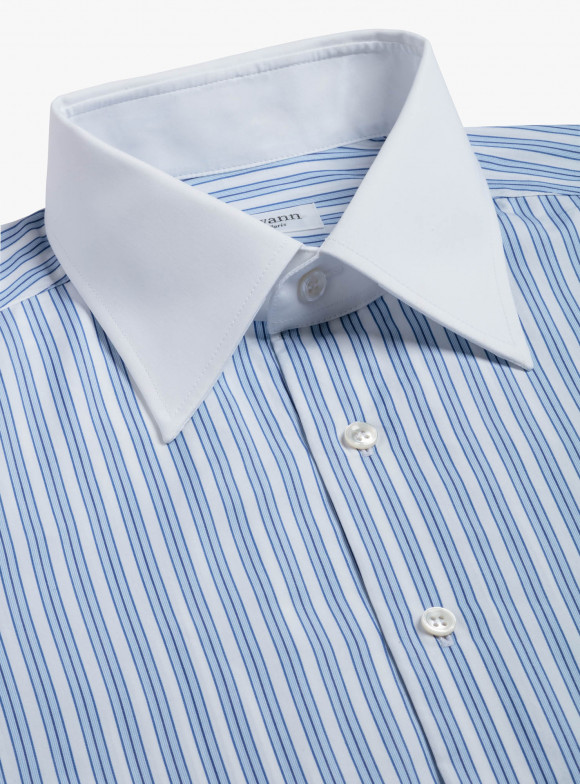 Shirt Poplin Stripes Blue