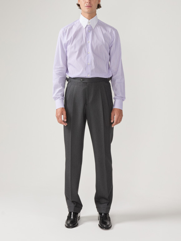 Shirt Poplin Stripes Mauve Purple