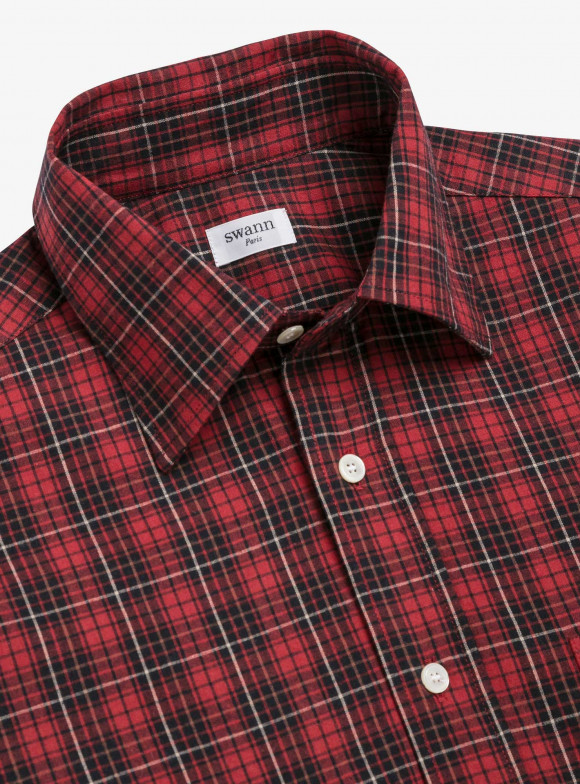 Shirt Twill Check Pattern Black Red