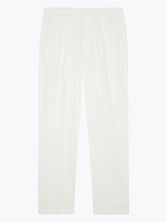 White Summer Canvas Chino with Pleats