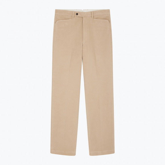 Beige moleskin chino with frogmouth pockets