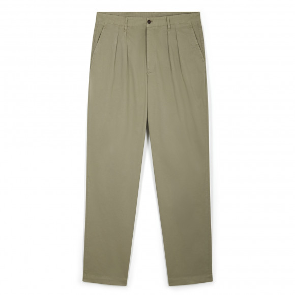 Chino with 2 pleats olive twill