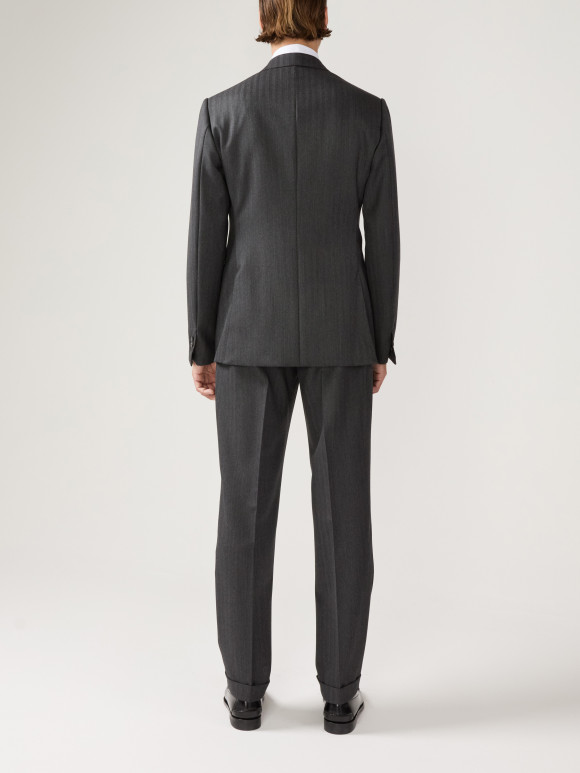 Grey Herringbone Suit Full Canvas