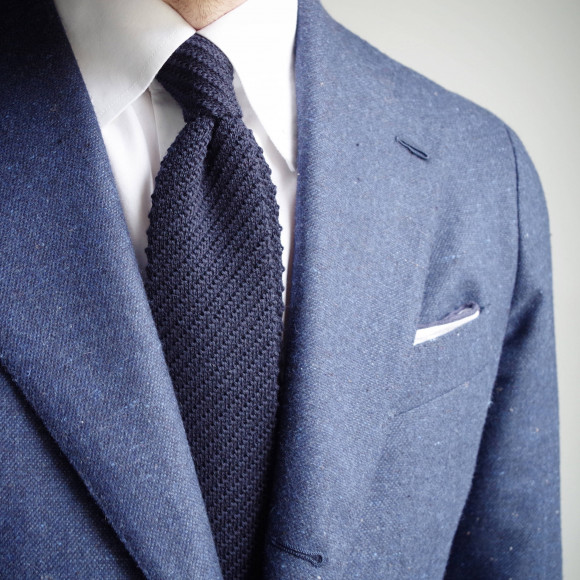Blue Knitted Wool Tie