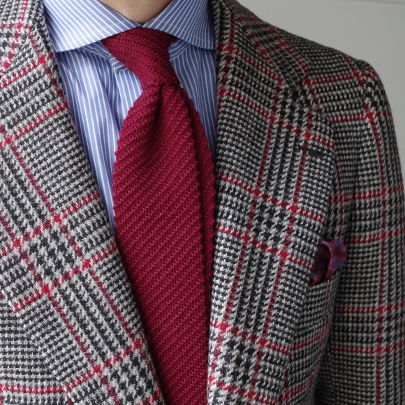 Burgundy Knitted Wool Tie