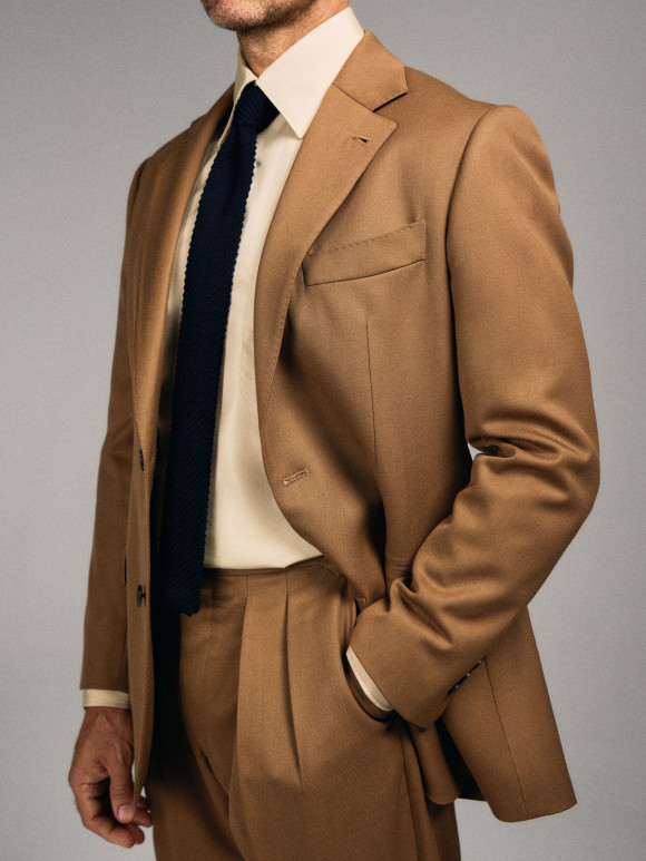 Beige Cavalry Twill Suit
