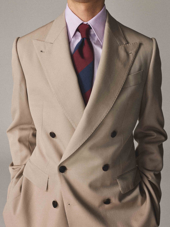 Beige Wool Gabardine Suit