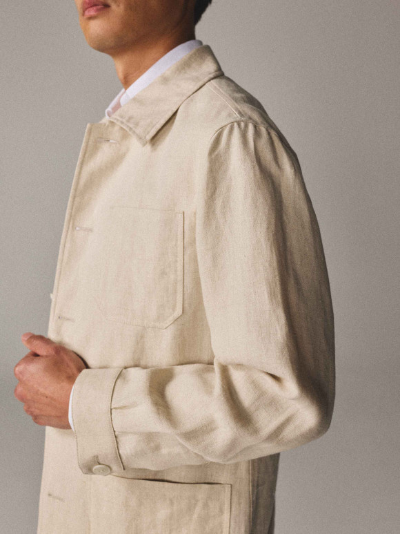 Beige Linen Work Jacket