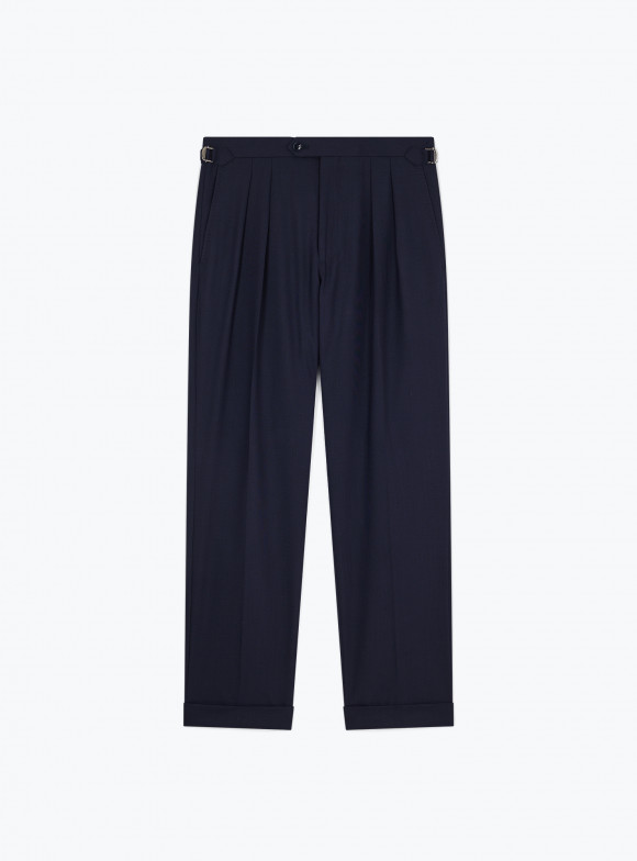 Navy Wool Traveller Trousers