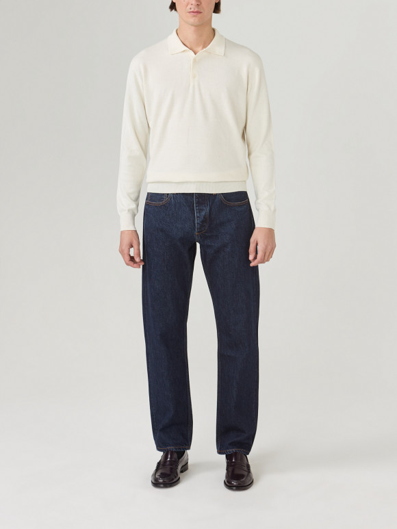 Off-white cashmere cotton polo shirt