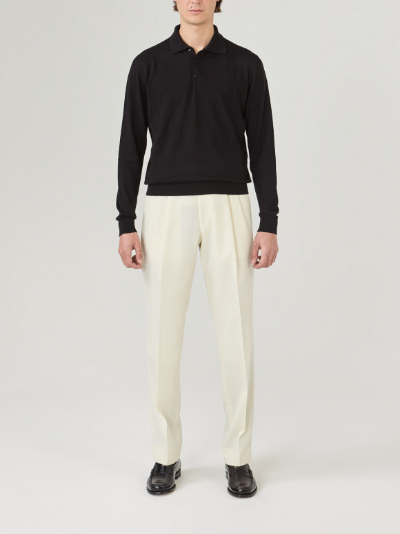 Black merino polo shirt