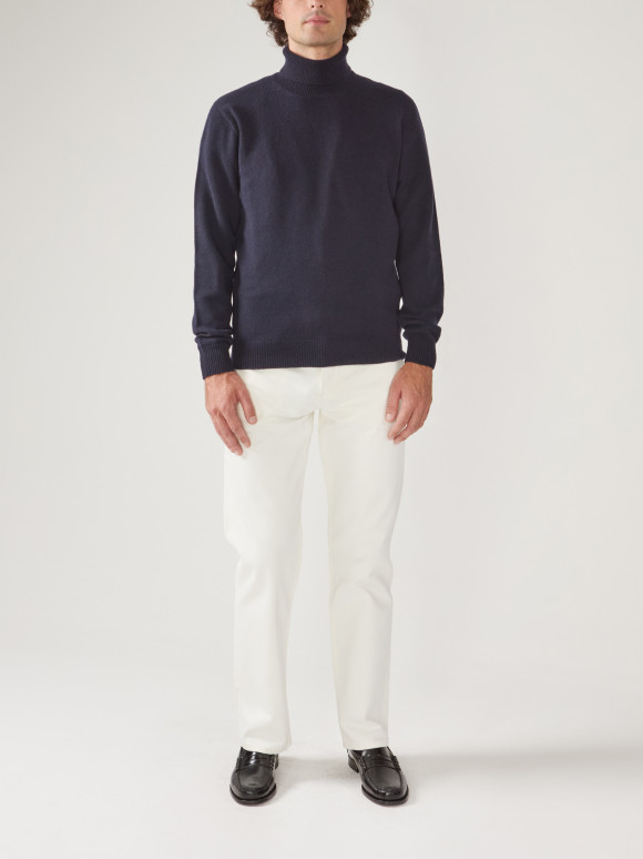 Navy Roll Neck Pullover