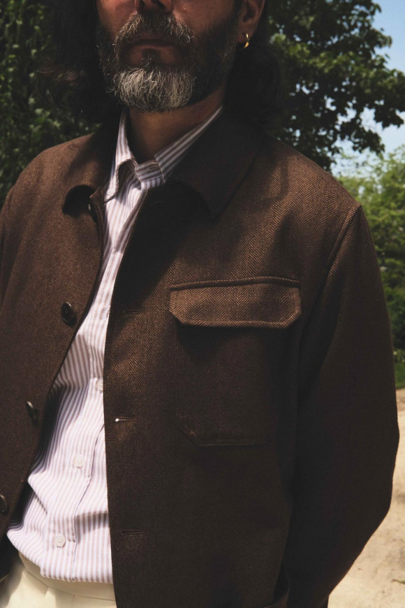 Brown Wool & Linen Work Jacket