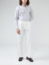 White Summer Canvas Chino with Pleats