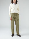 Olive Summer Canvas Chino with Pleats