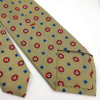 Beige Tie with Small Red and Blue Pattern Print