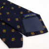 Blue Silk Tie with Yellow Jacquard Pattern