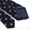 Blue Silk Tie with Red and Golden Jacquard Pattern