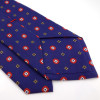 Blue Silk Tie with Small Red and Yellow Pattern Print