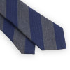 Wool and silk club tie with grey and blue stripes