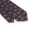 Navy blue tie with red and green paisley pattern