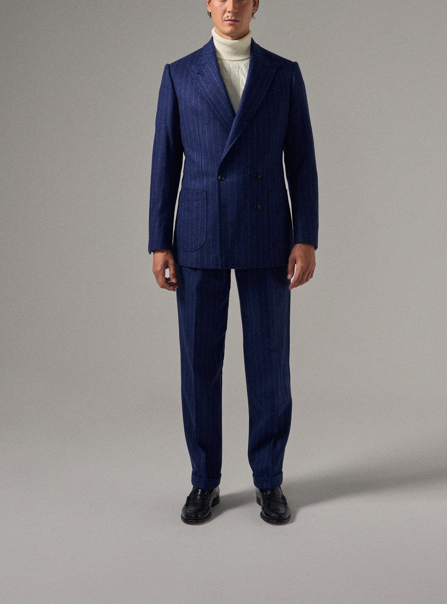 Blue Chalk Stripe Flannel Suit