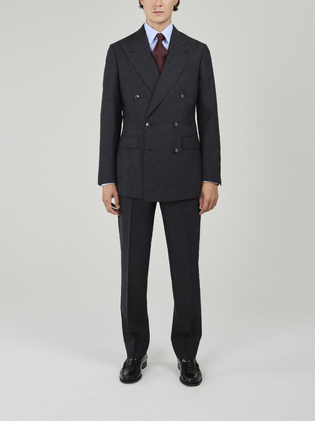 Double-Breasted Dark Grey Fresco Suit (Made in italy)