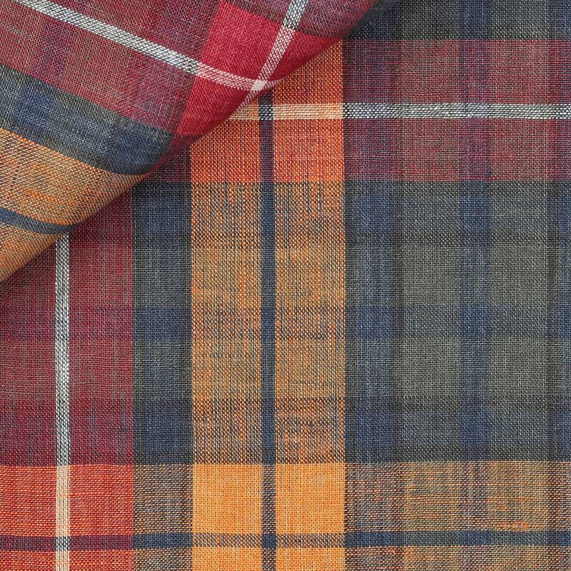 Linen Check Pattern Orange Red