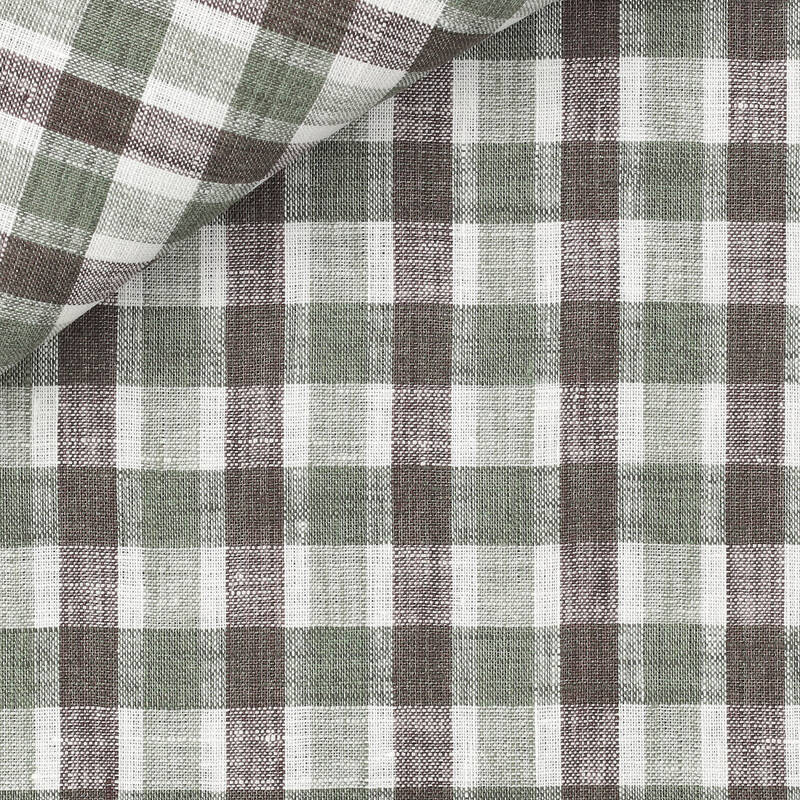 Linen Check Pattern Green Brown