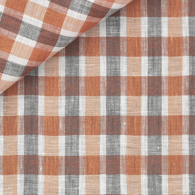 Linen Check Pattern Brown Grey
